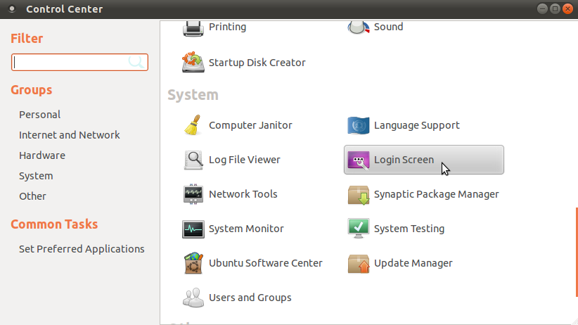 Ubuntu Gnome control center