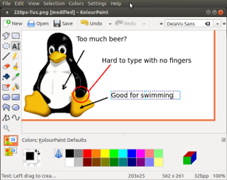 KolourPaint: simple image raster annotation (add lines, arrows, curves, circles, boxes, text)